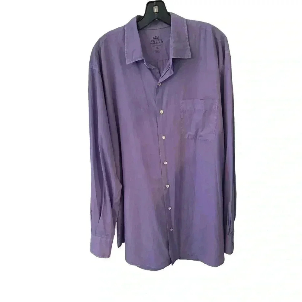 Peter Millar seaside collection men’s button up shirt lavender size XL